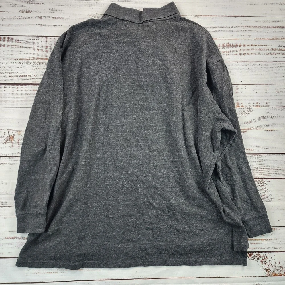 Polo Ralph‎ Lauren Mens 3XB Big Long Sleeve Polo Shirt Charcoal Gray Purple Pony